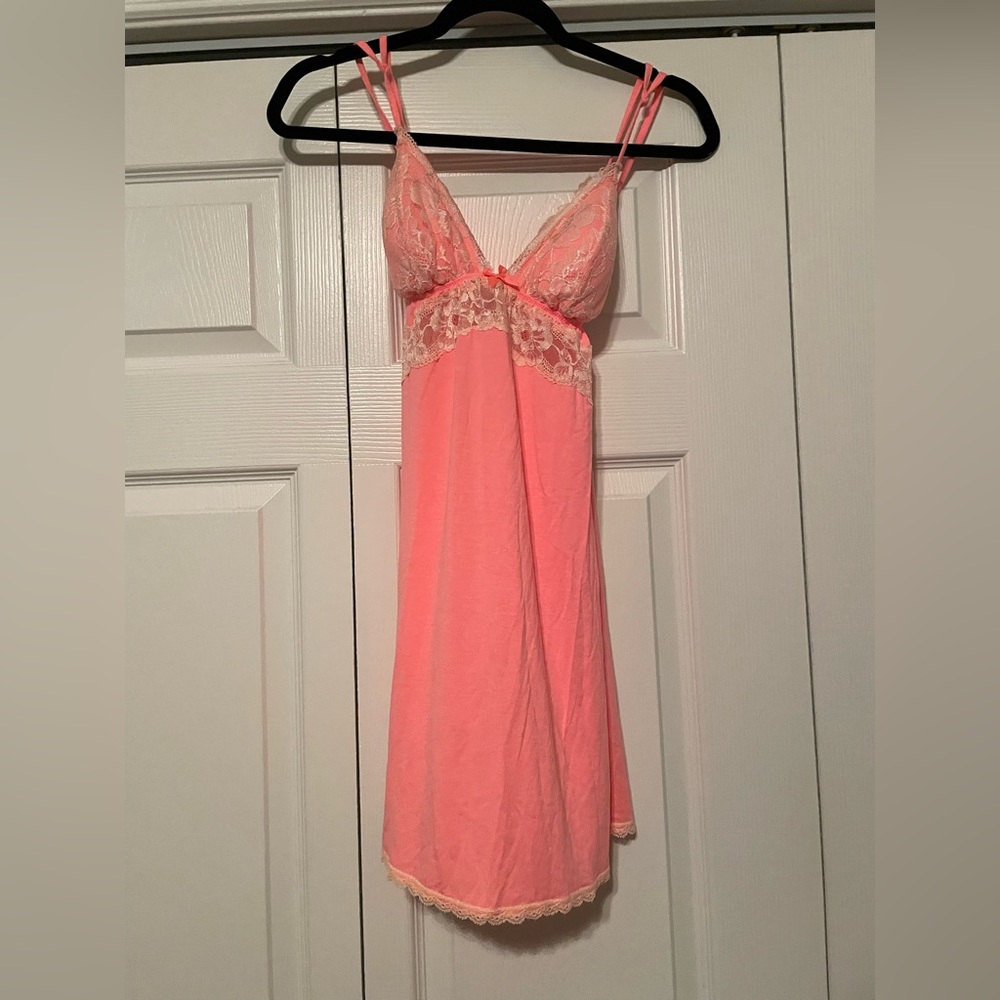 NWT womens Victorias Secret neon coral babydoll